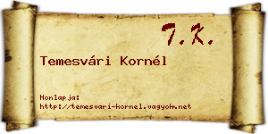 Temesvári Kornél névjegykártya
